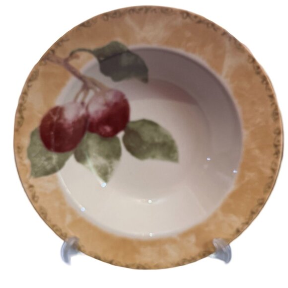 Cheri Blum 222 Fifth Cortland Rimmed Pasta Bowl 9" Round Stoneware Plums Tuscan* - Picture 1 of 5